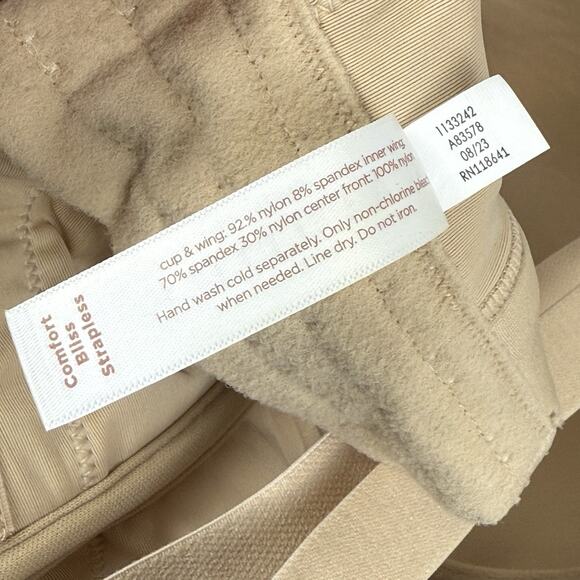 Cacique Comfort Bliss Bra 46DDD Beige Lightly Lined Multi Way Strapless - Picture 6 of 6